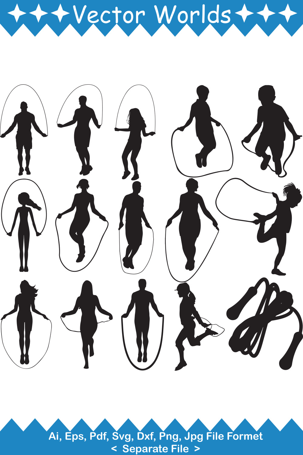 Jumping Rope SVG Vector Design pinterest preview image.