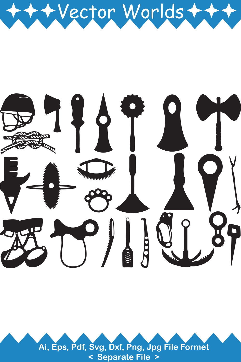 Mountaineers Tools SVG Vector Design pinterest preview image.