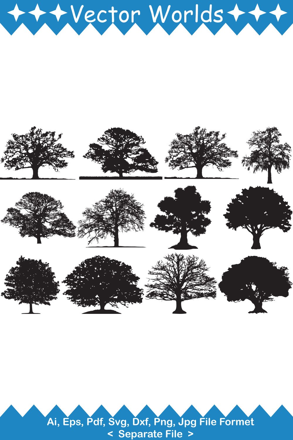 Oak Tree SVG Vector Design pinterest preview image.