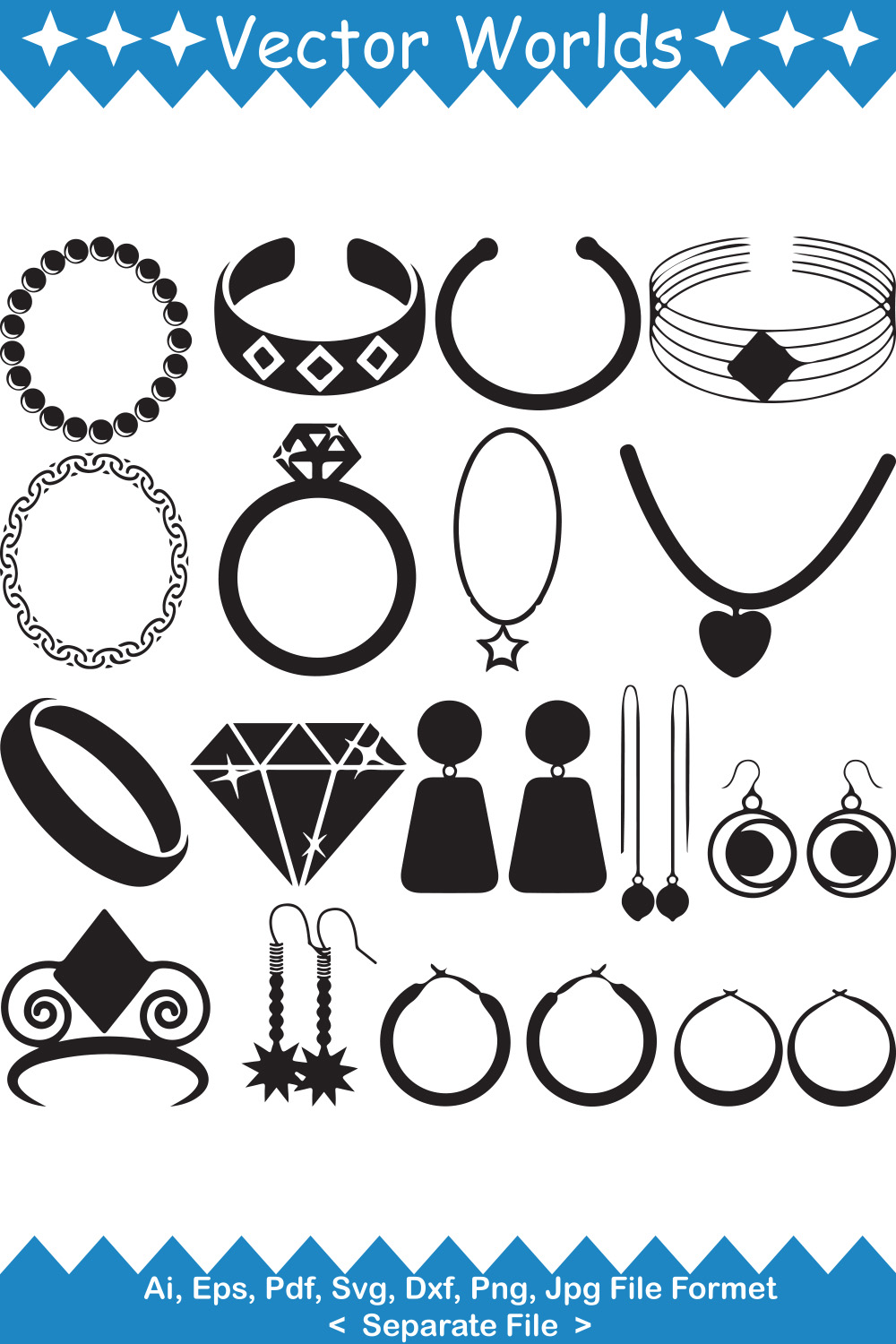 Jewellery SVG Vector Design pinterest preview image.