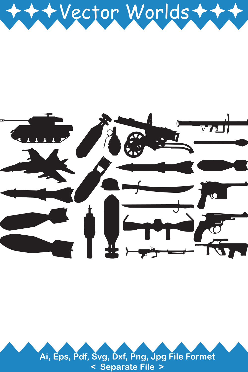 Military Objects SVG Vector Design pinterest preview image.