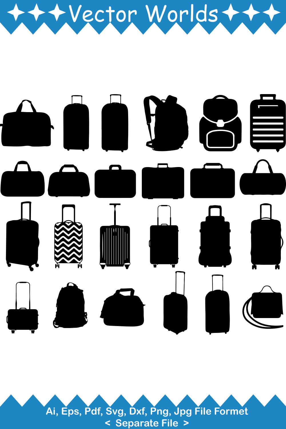 Luggage SVG Vector Design pinterest preview image.