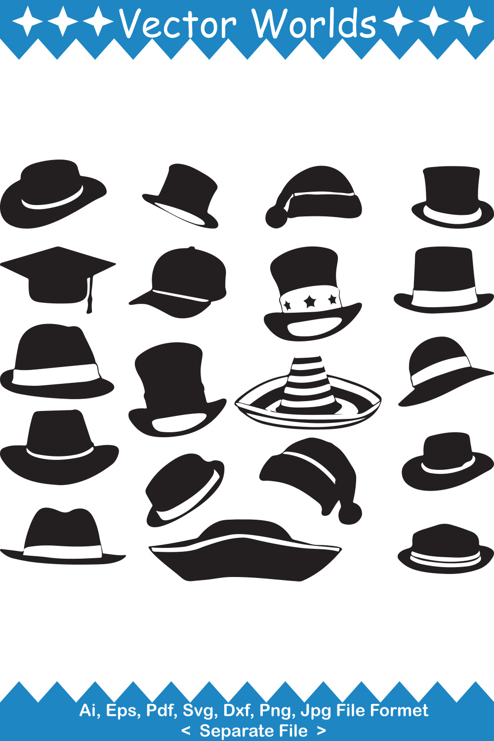 Hat SVG Vector Design pinterest preview image.