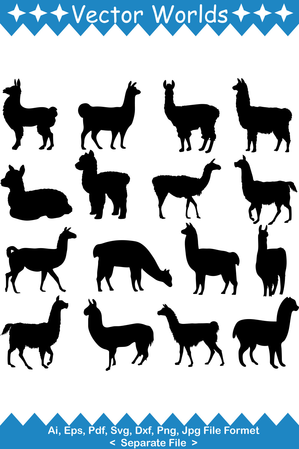 Set of silhouettes of farm animals.