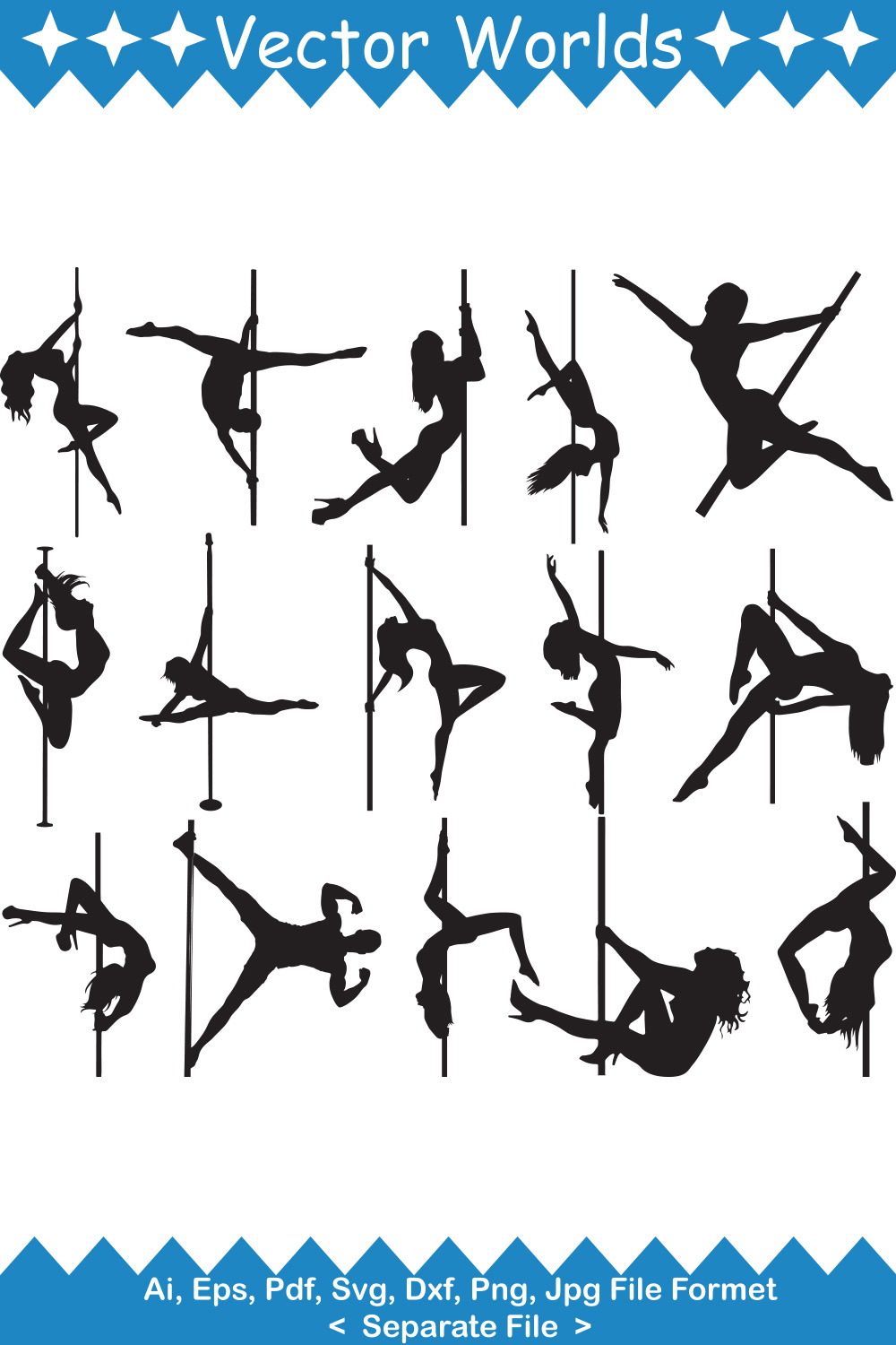 Pole Dancers SVG Vector Design pinterest preview image.