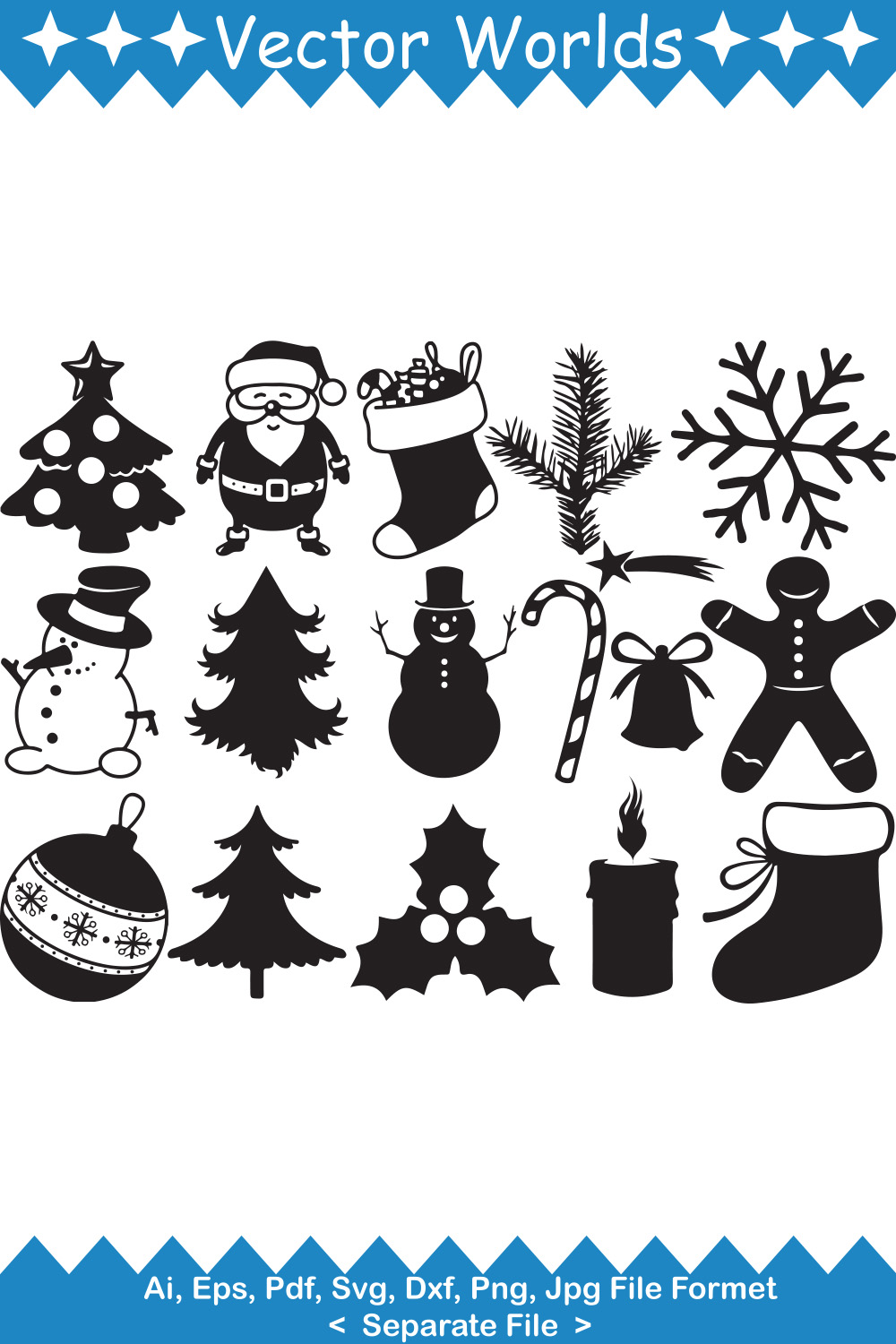 Marry Christmas SVG Vector Design pinterest preview image.