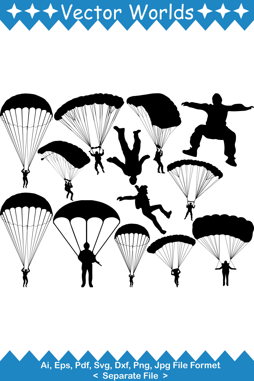 Paratrooper SVG Vector Design pinterest preview image.