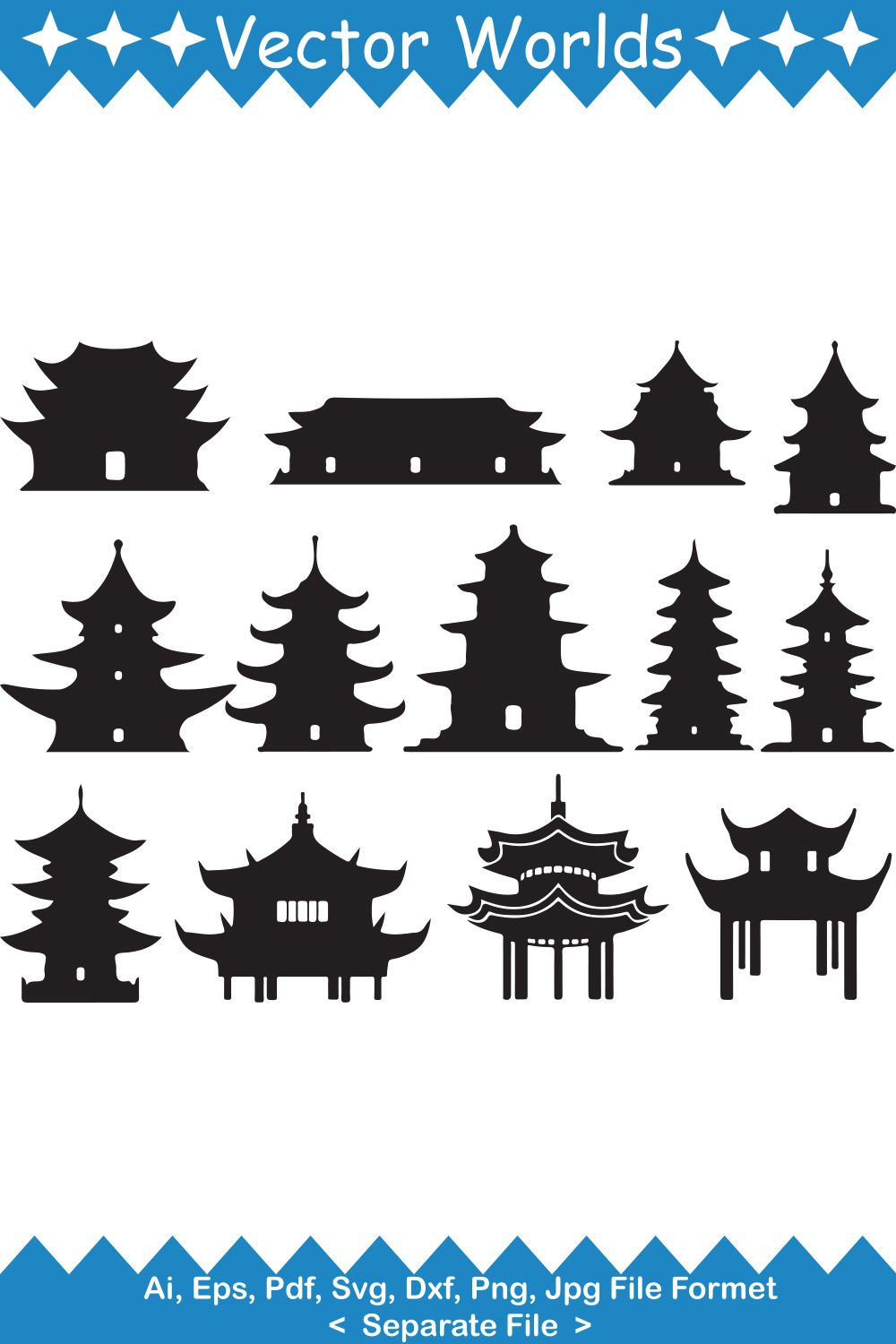 Pagoda SVG Vector Design pinterest preview image.