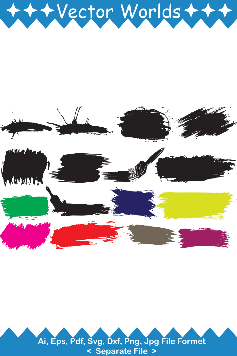Paint brushes SVG Vector Design pinterest preview image.