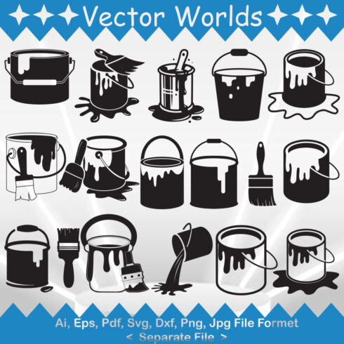 Paint bucket SVG Vector Design cover image.