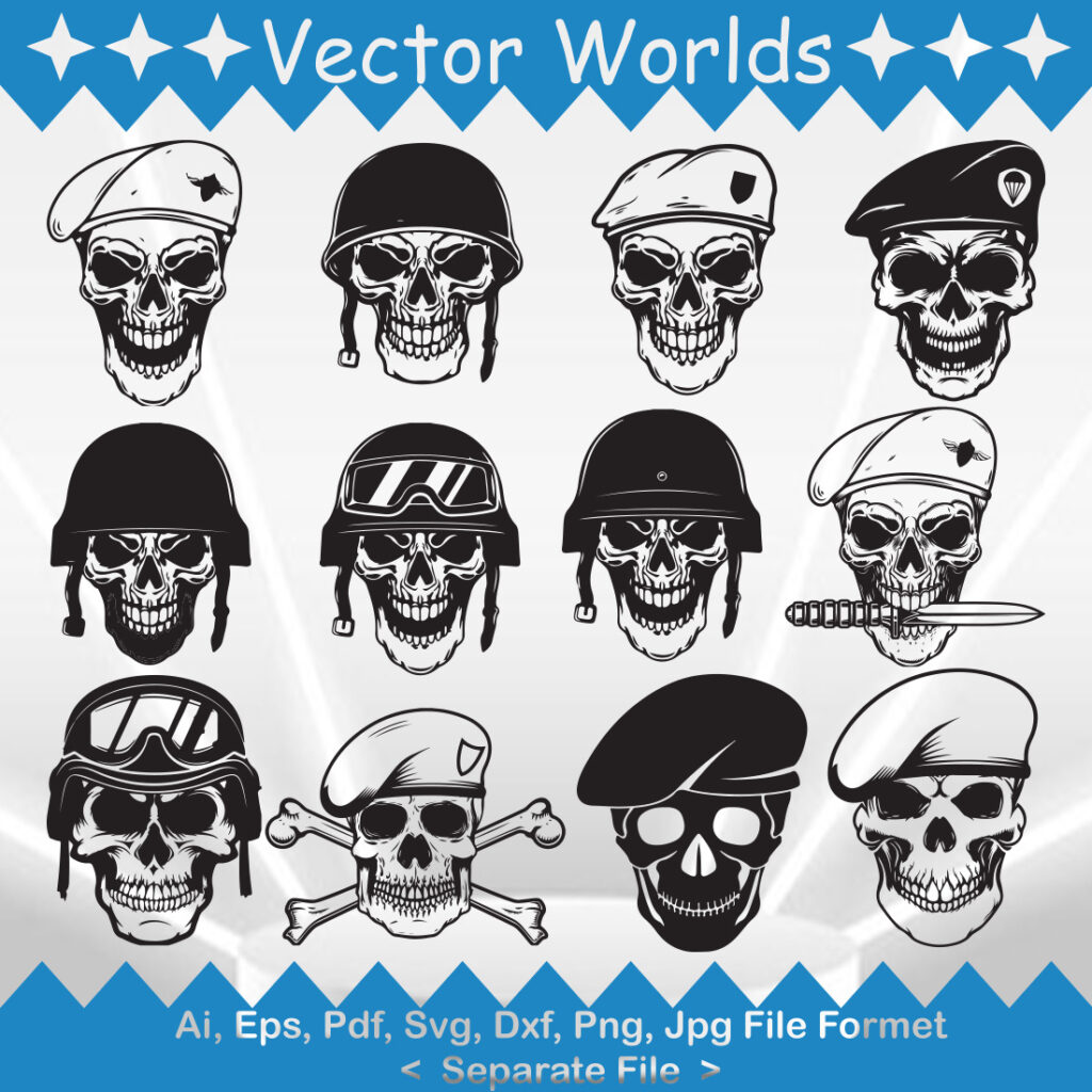 Paratrooper Skull SVG Vector Design - MasterBundles
