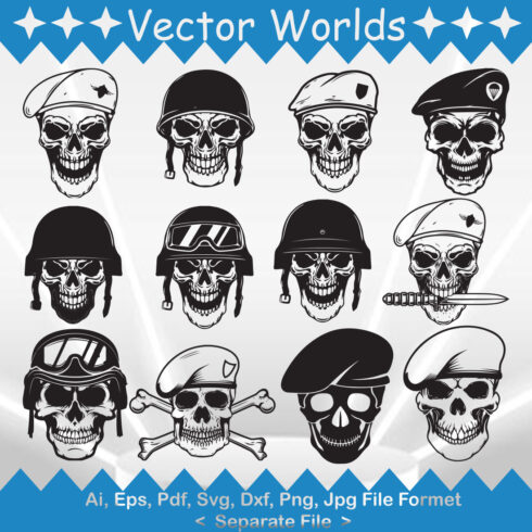 Paratrooper Skull SVG Vector Design cover image.