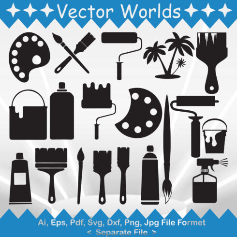 Paint Icons Set SVG Vector Design cover image.