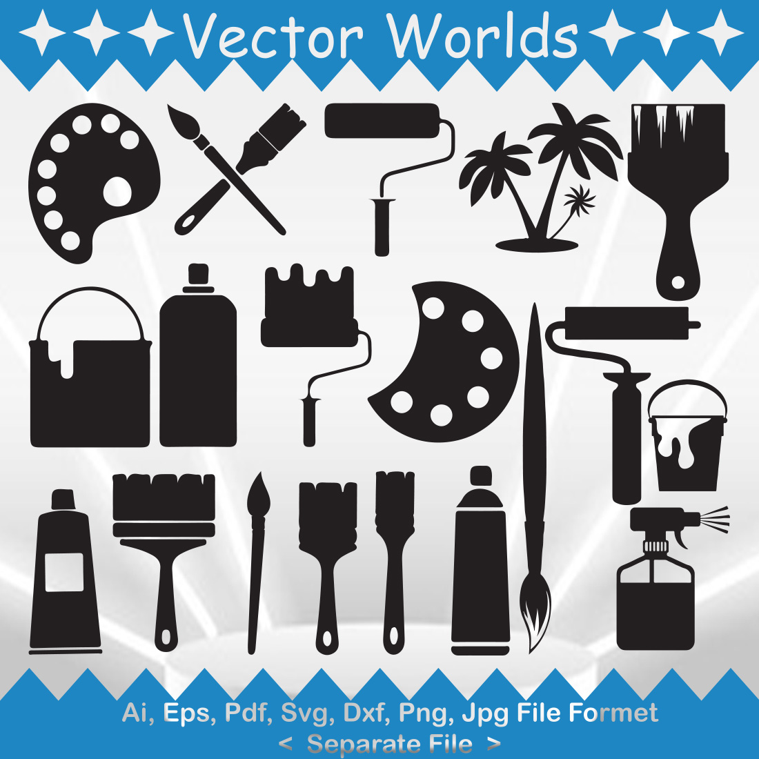 Paint Icons Set SVG Vector Design preview image.