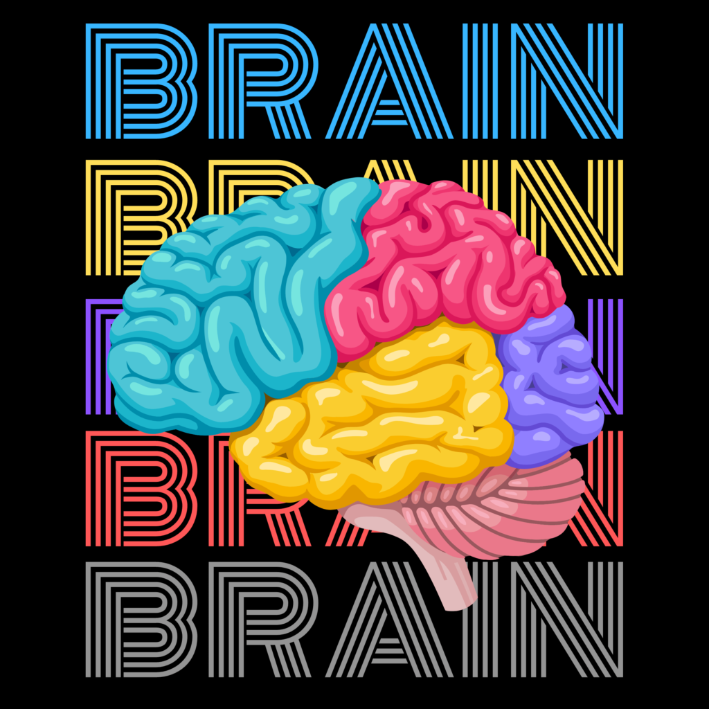 I\\\'m happy to help you come up with a colorful brain T-shirt design ...