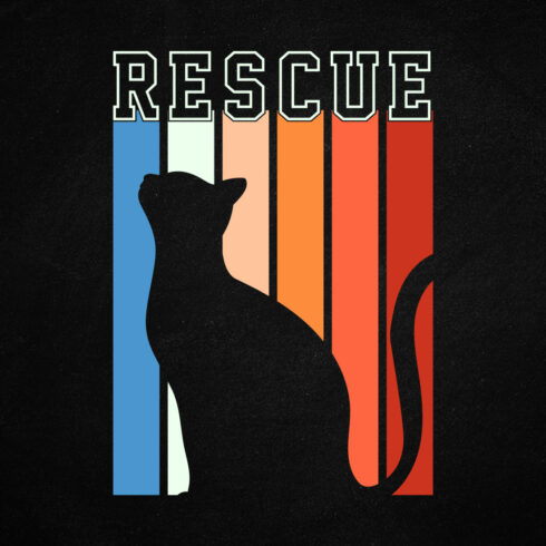 Cat Adoption Kitty Lover Gifts Vintage Rescue Cats T-Shirt Design cover image.