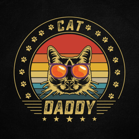 Cat Daddy Vintage Eighties Style Cat Retro Funny T shirt Design cover image.