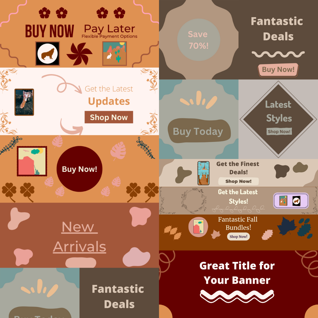 Editable Boho Website Banner Templates preview image.