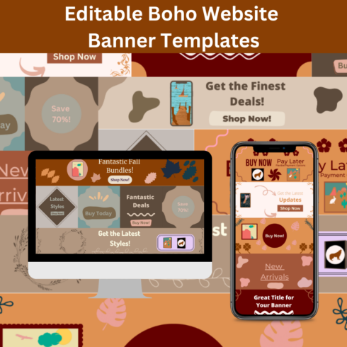 Editable Boho Website Banner Templates cover image.
