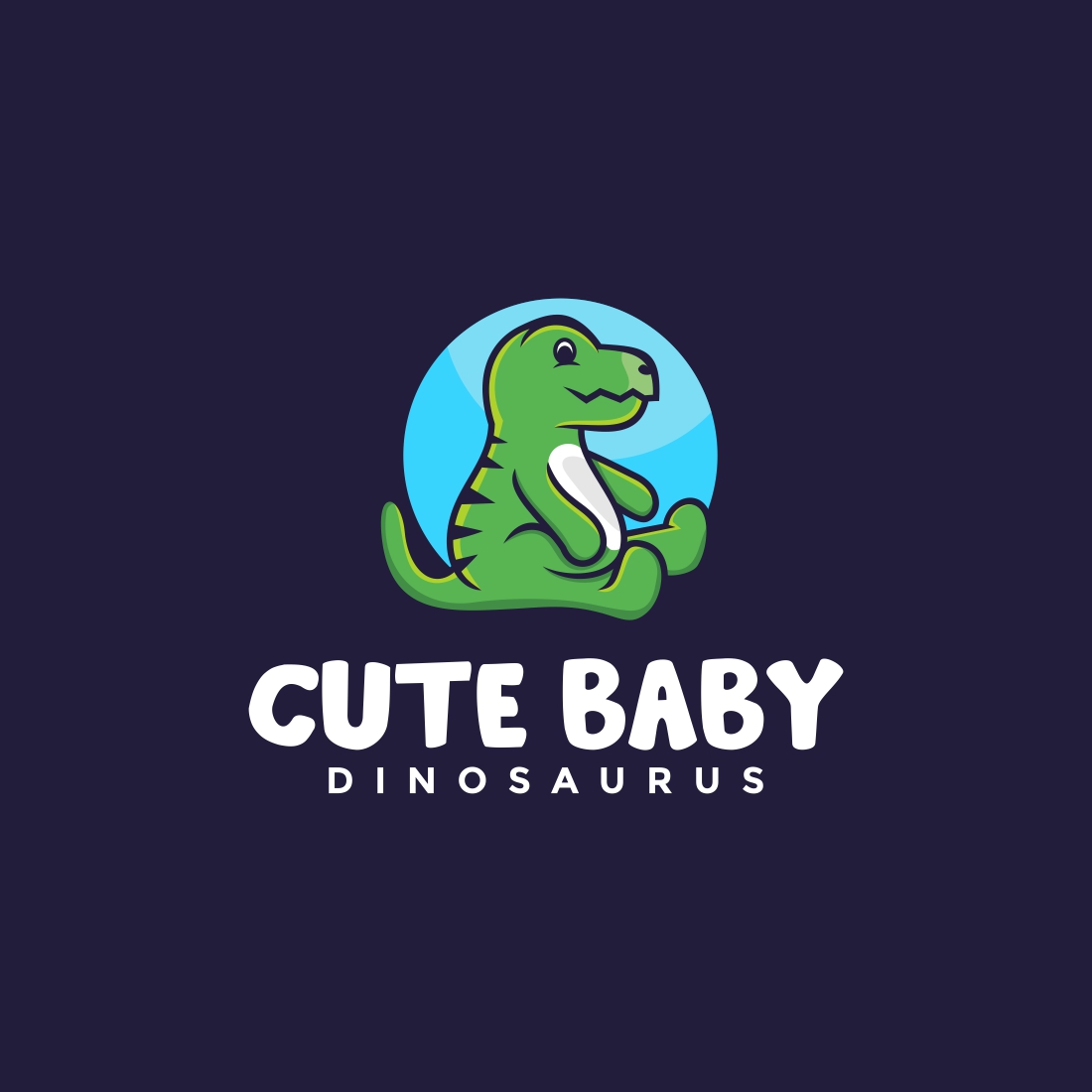 Dinosaur cute logo design preview image.