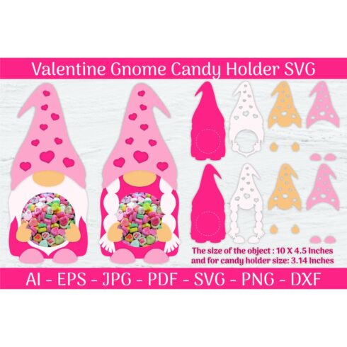 Valentine Gnome Candy Holder SVG cover image.
