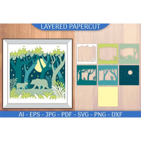 Bear in Nature 3D Shadow Box Layered Template cover image.