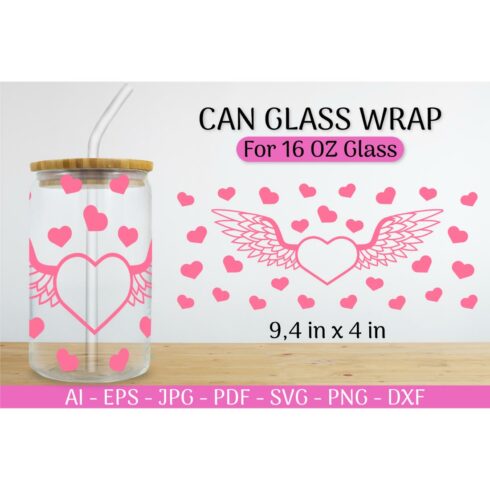 Can Glass Wrap svg Valentines SVG cover image.