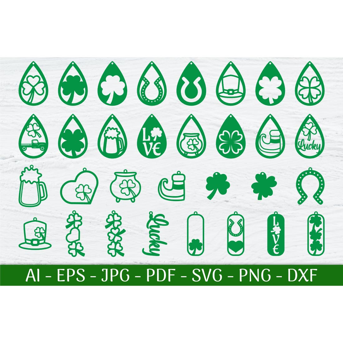 St Patrick\'s Day Earrings SVG-Cut File | 31 Earrings preview image.