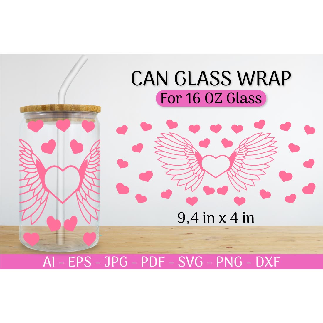 Can Glass Wrap svg Valentines SVG cover image.