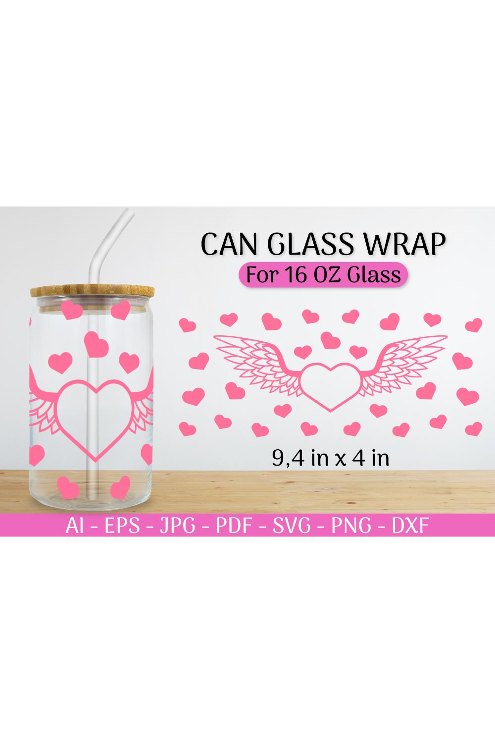 Can Glass Wrap svg Valentines SVG pinterest preview image.