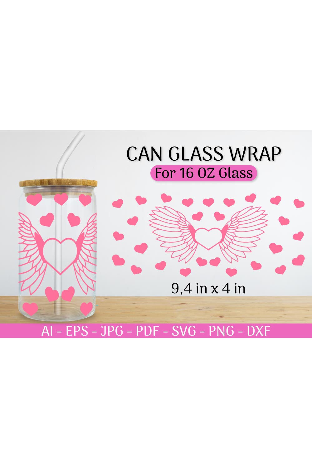 Can Glass Wrap svg Valentines SVG pinterest preview image.