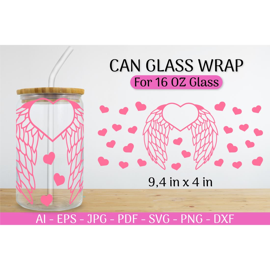 Can Glass Wrap svg Valentines SVG cover image.