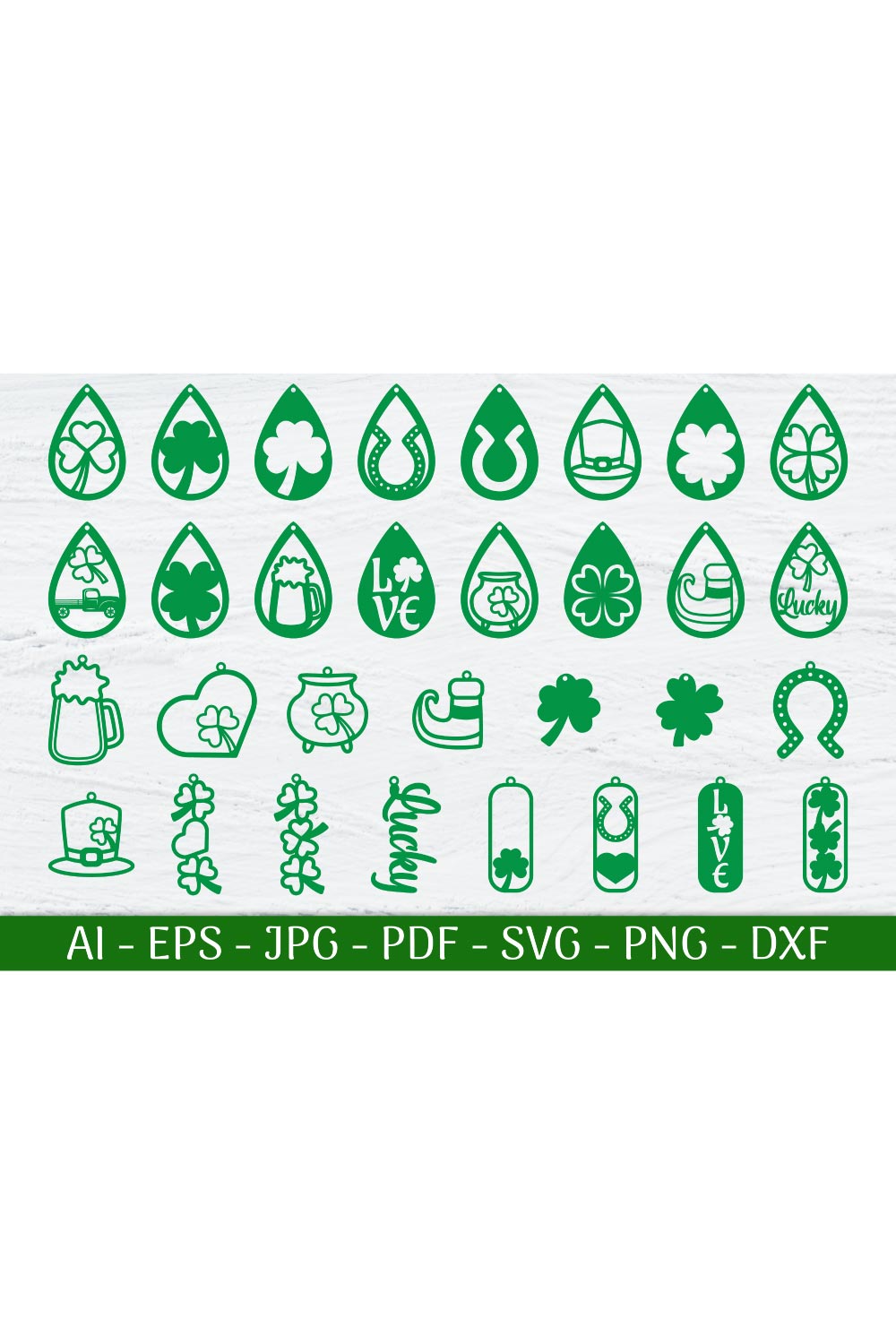 St Patrick\'s Day Earrings SVG-Cut File | 31 Earrings pinterest preview image.