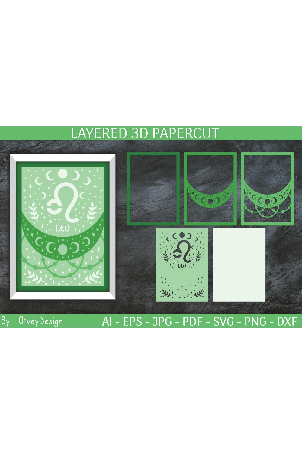 Leo Zodiac Signs Celestial 3D Layered Papercut pinterest preview image.