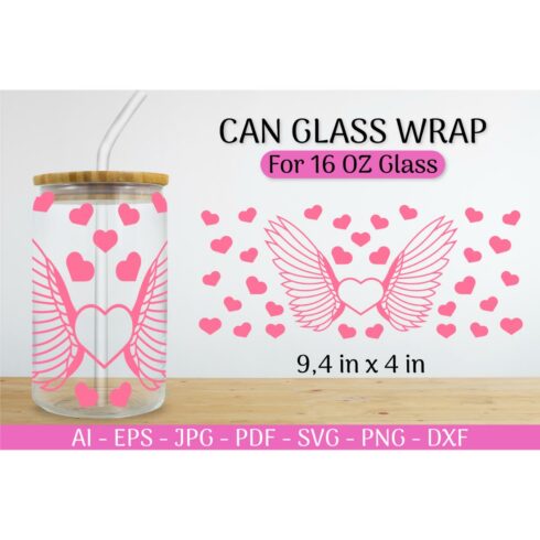 Can Glass Wrap svg Valentines SVG cover image.