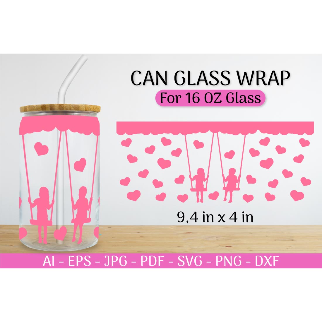 Can Glass Wrap svg Valentines SVG cover image.