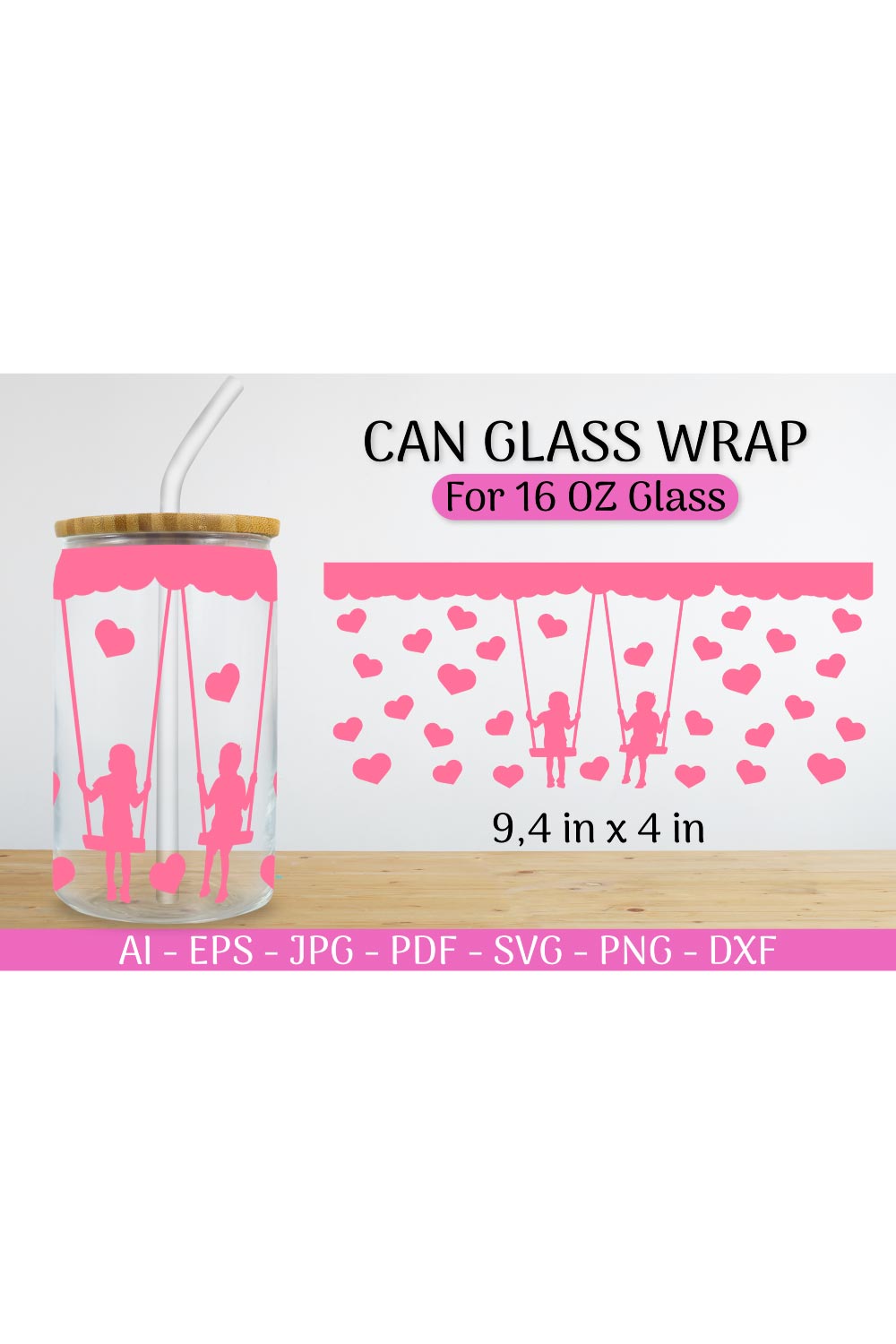 Can Glass Wrap svg Valentines SVG pinterest preview image.