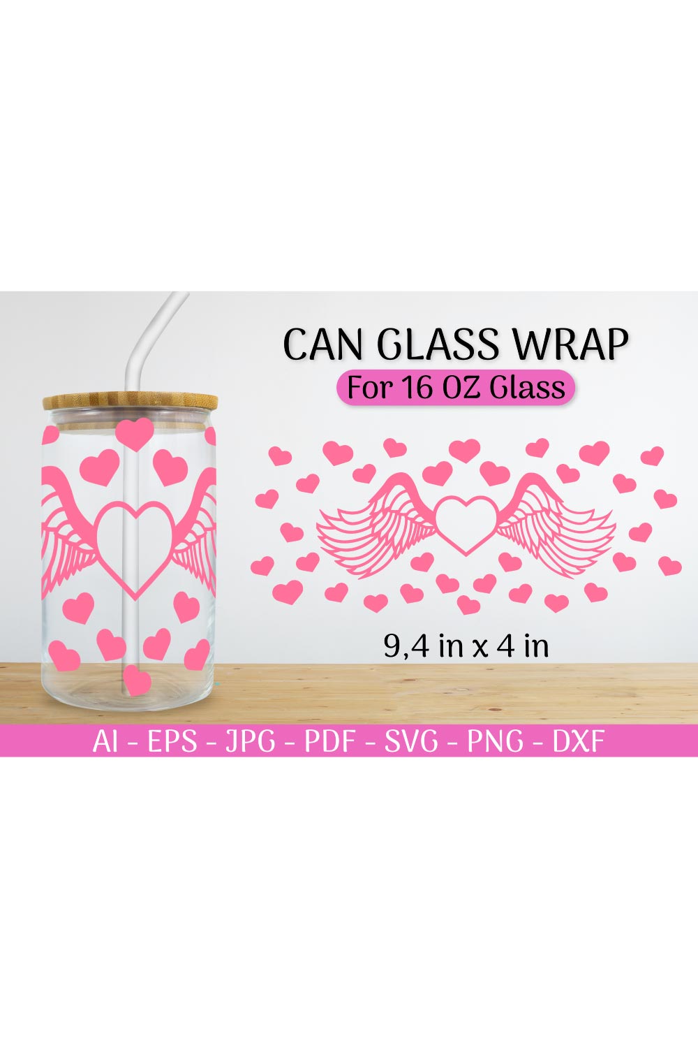 Can Glass Wrap svg Valentines SVG pinterest preview image.