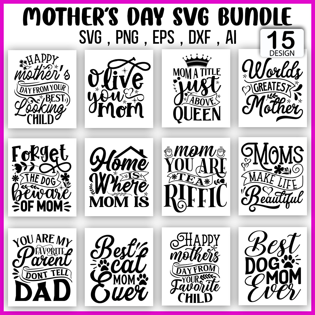 mother\'s day svg bundle cover image.