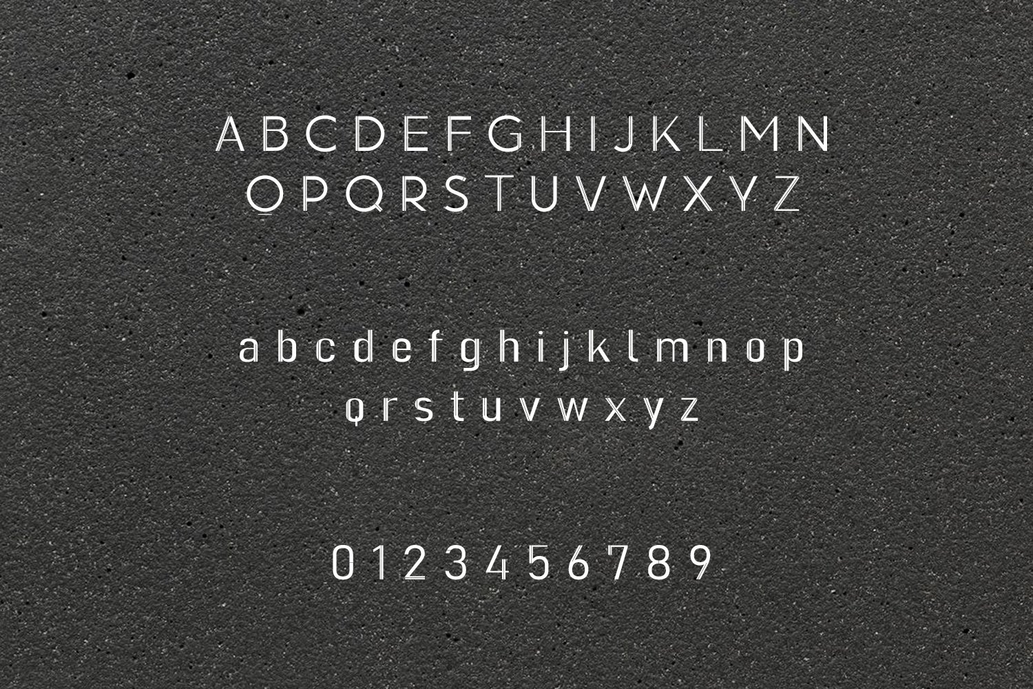 A black surface with white letters and numbers.