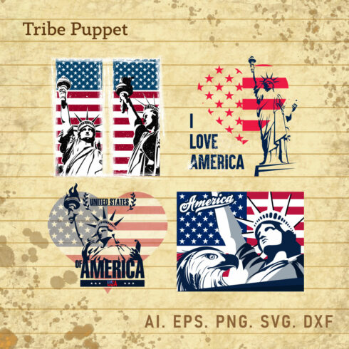 America Flag Vector set cover image.