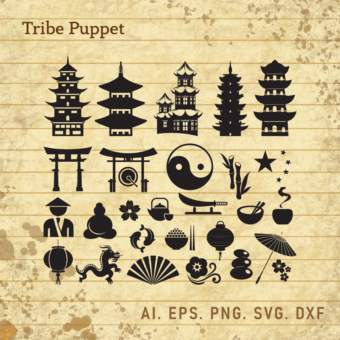 Chinese culture Vector set cover image.