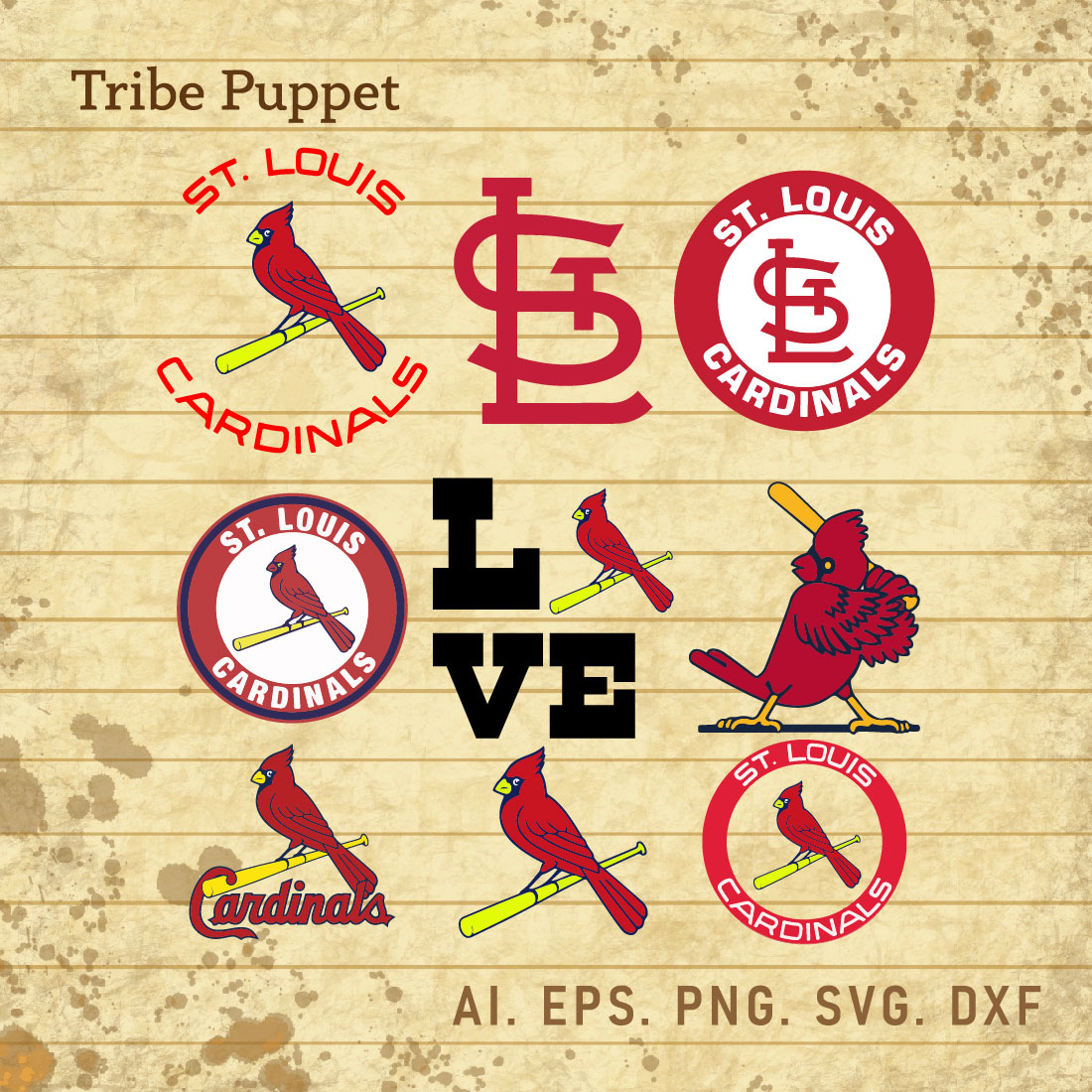St. Louis Cardinals logo Digital File (SVG cutting file + pdf+png+dxf)