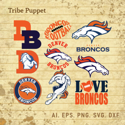 Denver Broncos Football Logo Vector set cover image.