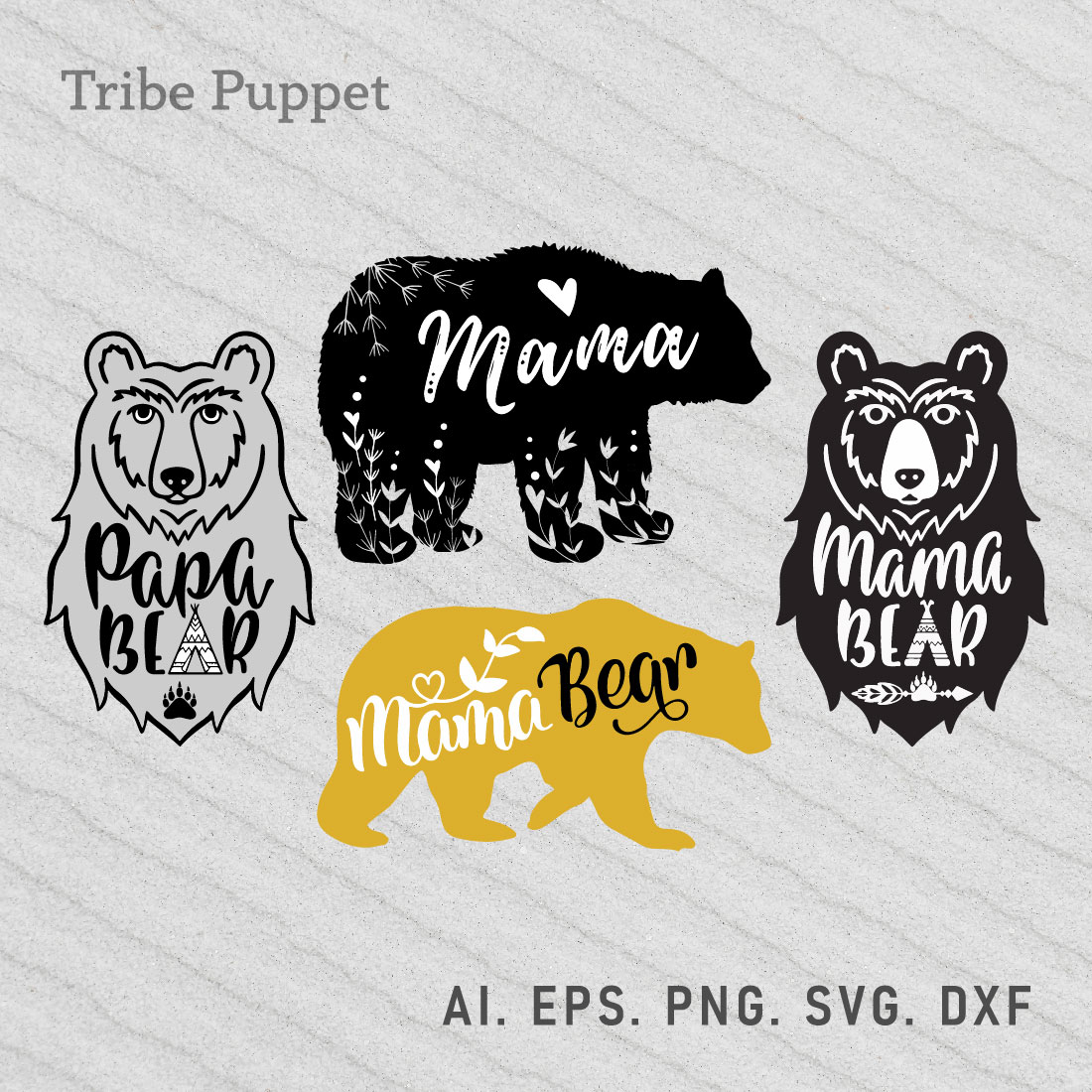 Set of four bear svg files.