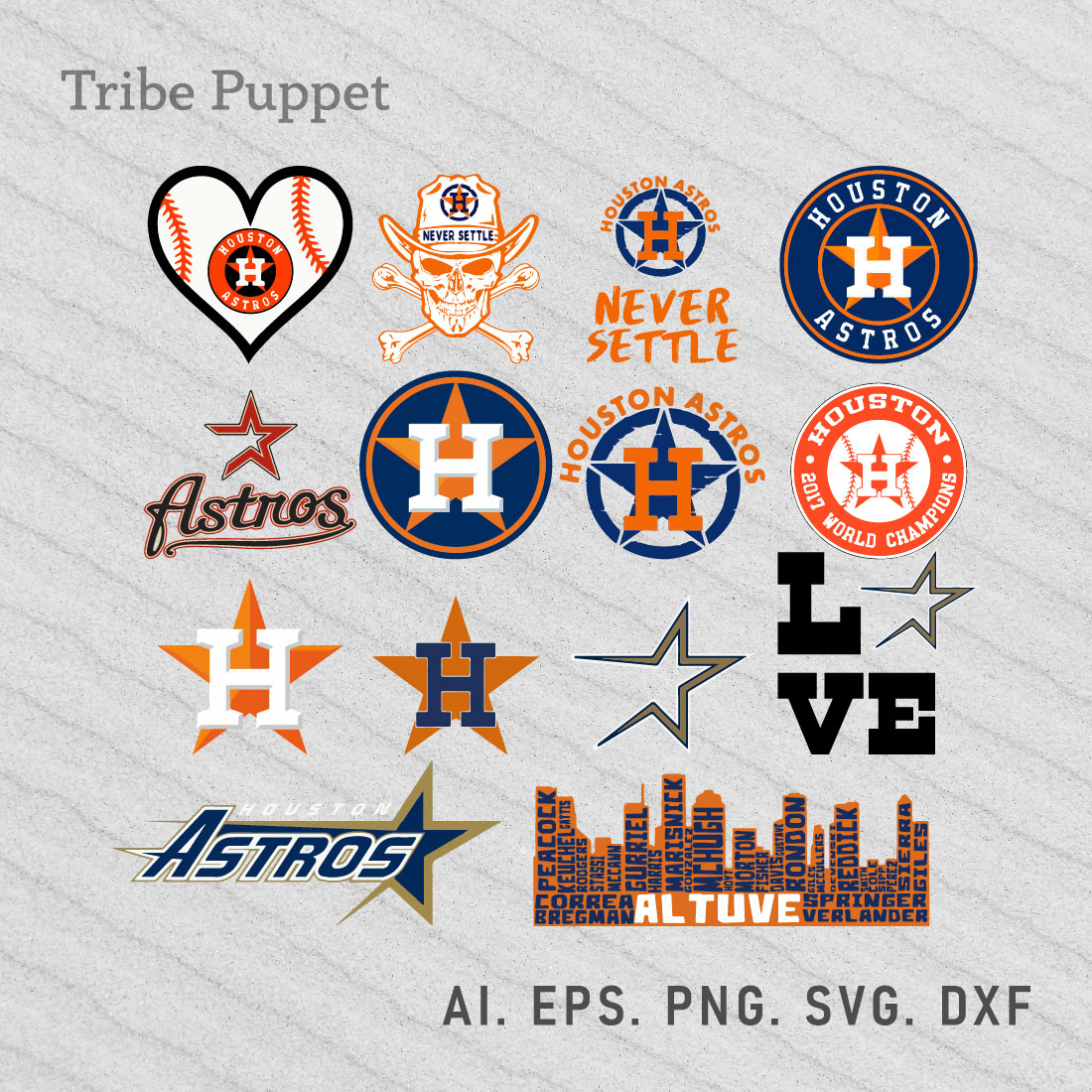 Houston Astros Logo Vector Set preview image.