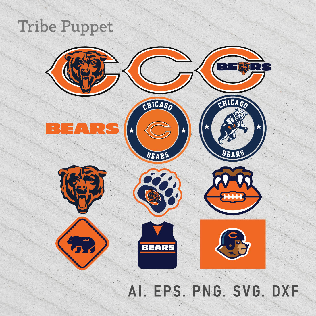 Chicago Bears Logo Vector set preview image.