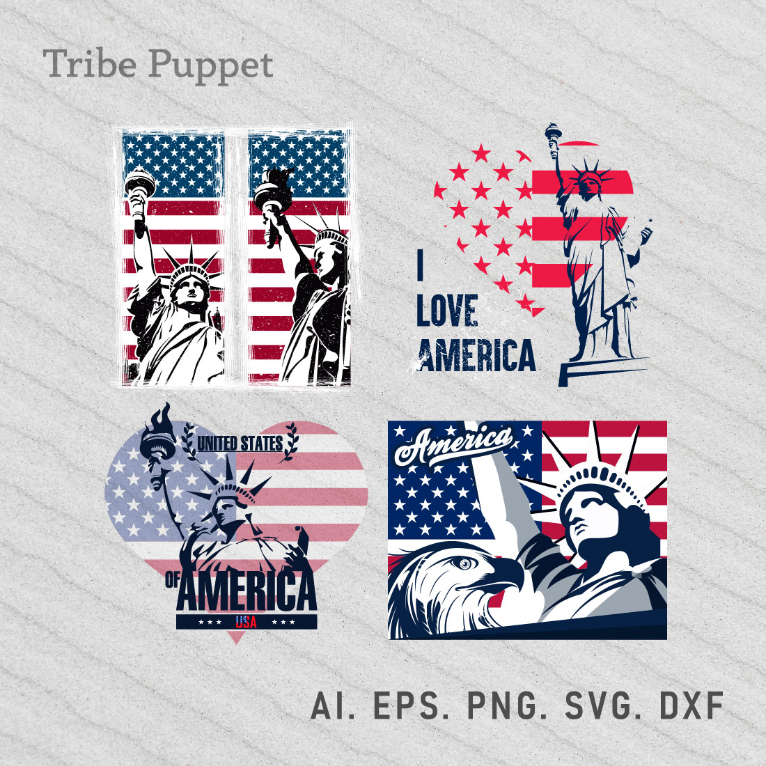 America Flag Vector set preview image.