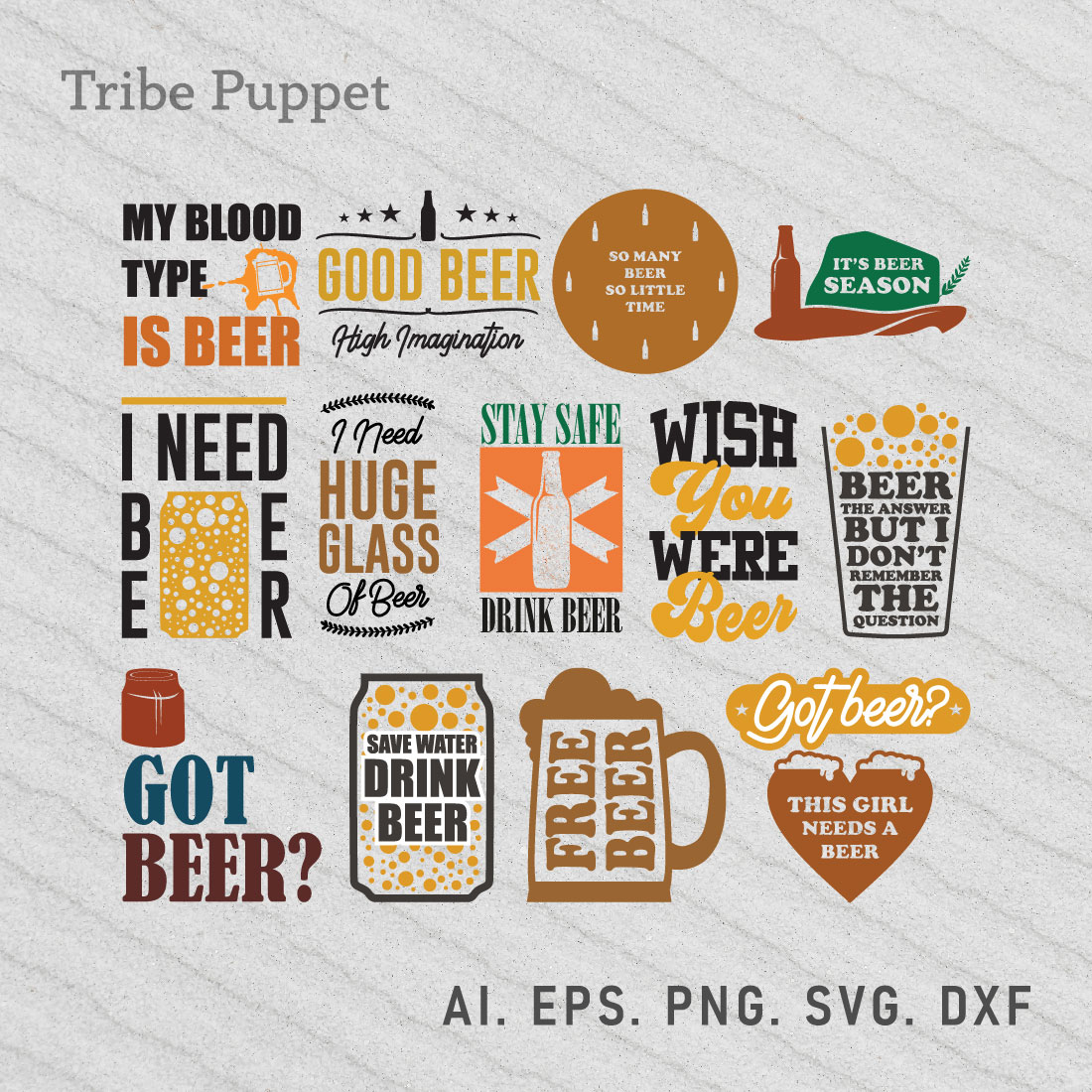 Beer Quotes Typography Vector Set preview image.
