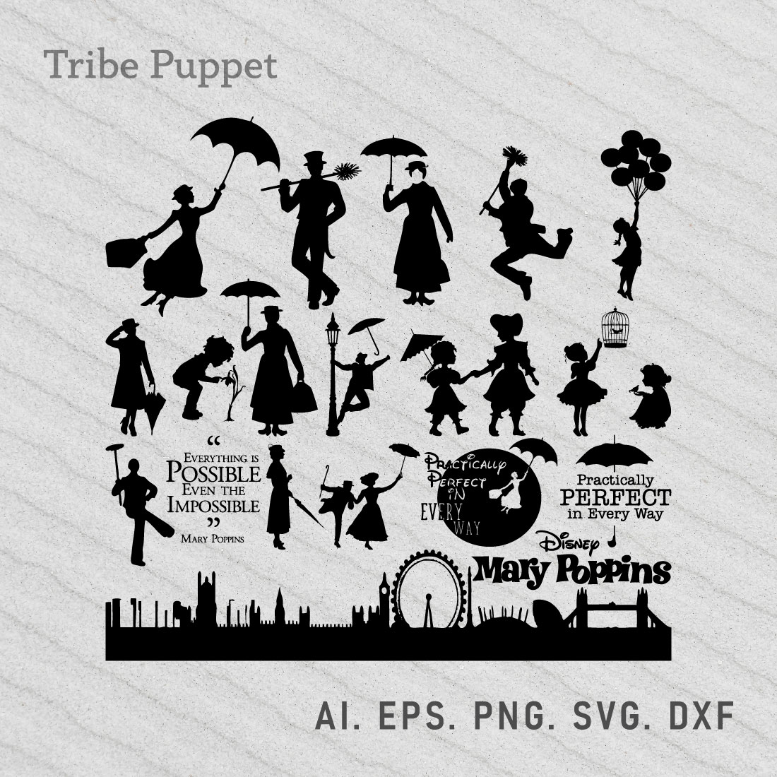 Disney Mary Poppins Vector Svg preview image.